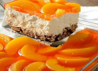 Δροσερό γλυκό ψυγείου με μία μπισκοτένια βάση