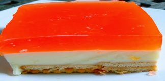 Πανεύκολο γλυκό ψυγείου με κρέμα ζελέ και μπισκότα πτι μπερ..