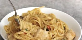 Kρεμώδη ζυμαρικά με κοτόπουλο,σπανάκι και μανιτάρια