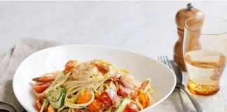 Καλοκαιρινό Σπαγγέτι με Γαρίδες και Λαχανικά