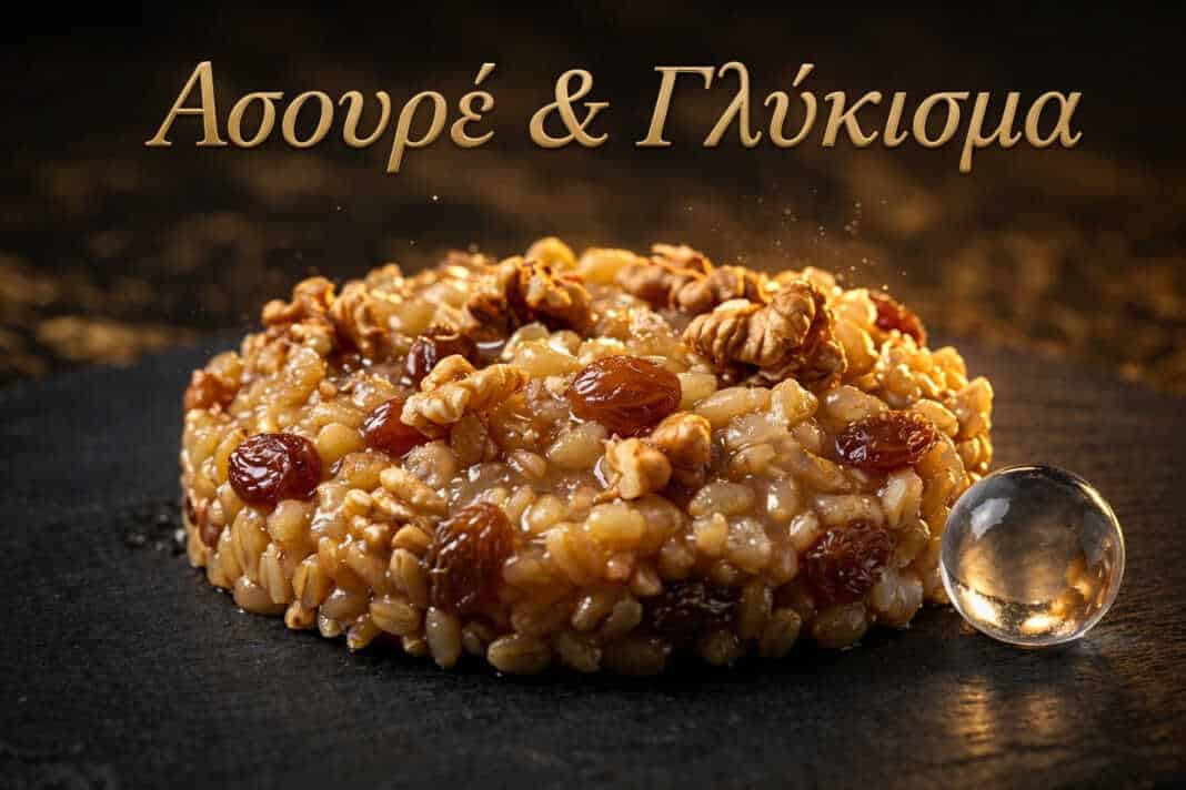 Ασουρέ με χυλωμένο σιτάρι και σταφίδες.