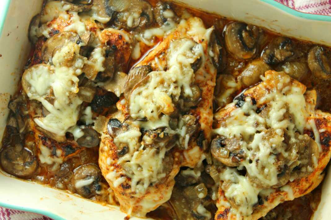 Ψητό Κοτόπουλο με τυρί και μανιτάρια