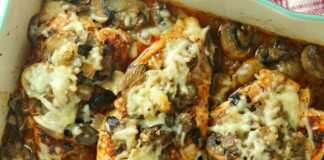 Ψητό Κοτόπουλο με τυρί και μανιτάρια
