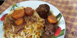 Μοσχαράκι λεμονάτο με ρύζι