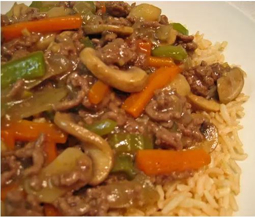 Lean Ground Beef Over Rice