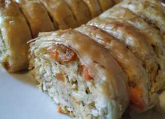 Λαχταριστά ρολά κοτόπιτας με τραγανό φύλλο κρούστας και πλούσια γέμιση από κοτόπουλο ελευθέρας βοσκής και λαχανικά μέσα στο ταψί