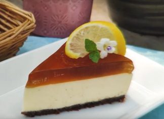 Cheesecake λεμονιού με ζελέ μελιού χωρίς ψήσιμο