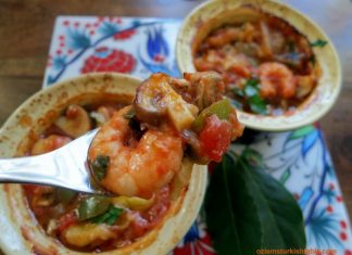 Γαρίδες με Λαχανικά και Τυριά