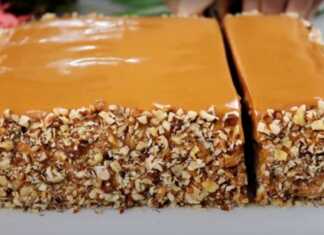 Το τελικό Μπισκοτογλυκό Καραμέλας Ψυγείου με τριμμένα καρύδια.