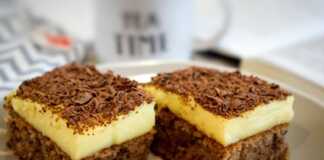 Κοντινό πλάνο στην αφράτη υφή της Καρυδόπιτας με Κρέμα