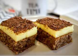 Κοντινό πλάνο στην αφράτη υφή της Καρυδόπιτας με Κρέμα