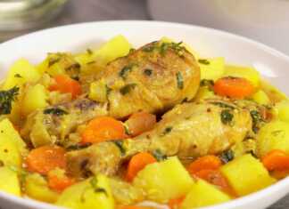 Κοτόπουλο με λαχανικά σε σάλτσα μουστάρδας Κοτόπουλο με λαχανικά