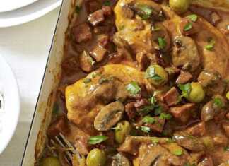 Κοτόπουλο με πάπρικα και λουκάνικο Κοτόπουλο σε σάλτσα μανιτάρια