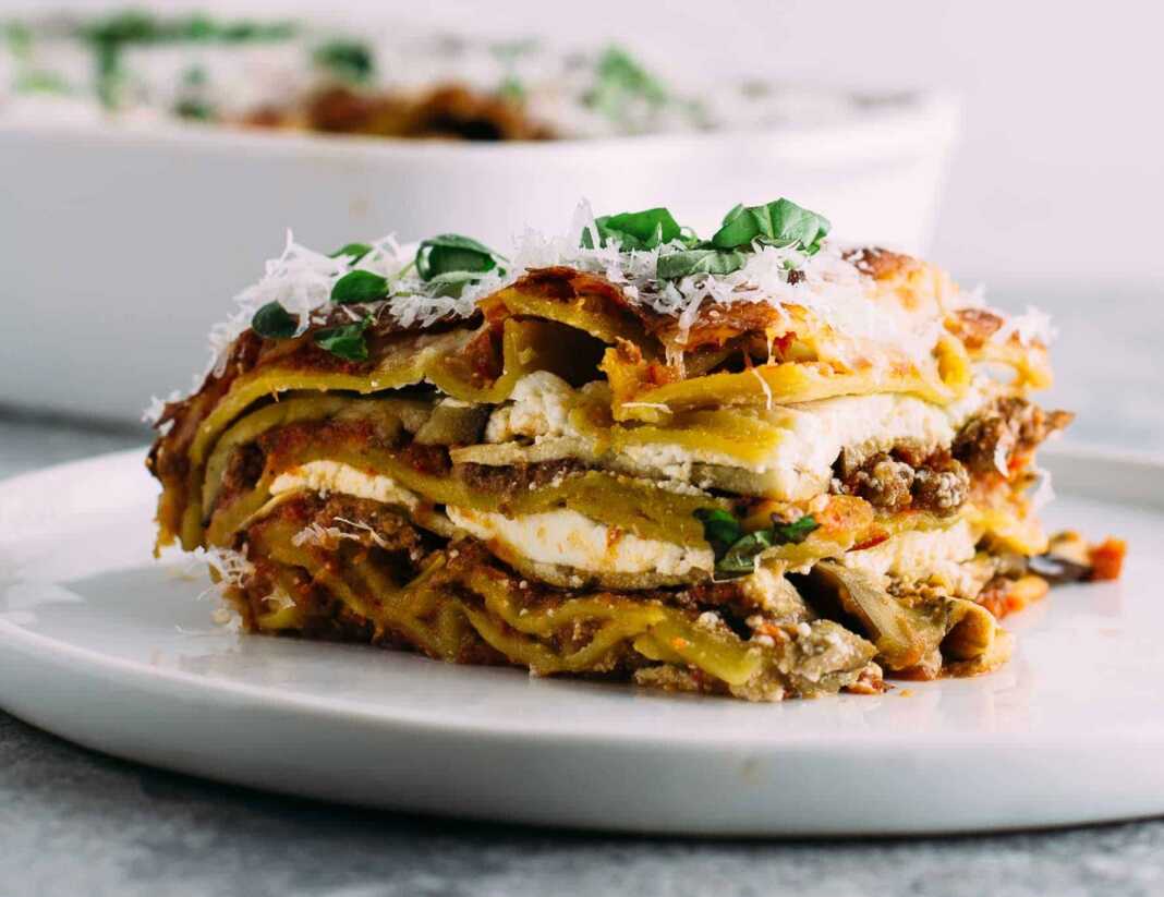 Λαζάνια με μελιτζανα και κιμά