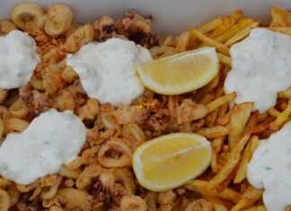 Καλαμαράκια με τηγανιτές πατάτες