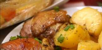 Κοτόπουλο με πατάτες στη σακούλα κοτόπουλο με πατάτες στην σακούλα