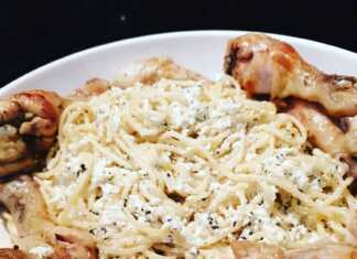 Μακαρόνια με μπουτάκια κοτόπουλο