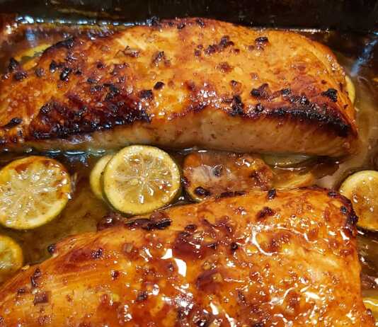 Σολωμός Ψητός σε σάλτσα μελιού