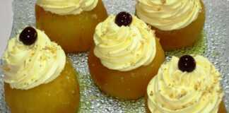 Καραμελωμένα μήλα με καρύδι και σαντιγί