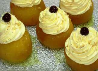 Καραμελωμένα μήλα με καρύδι και σαντιγί