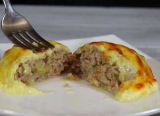 Zουμερ;o Μπιφτέκι με λάχανο, ροδοκοκκινισμένα, με λιωμένο τυρί από πάνω.