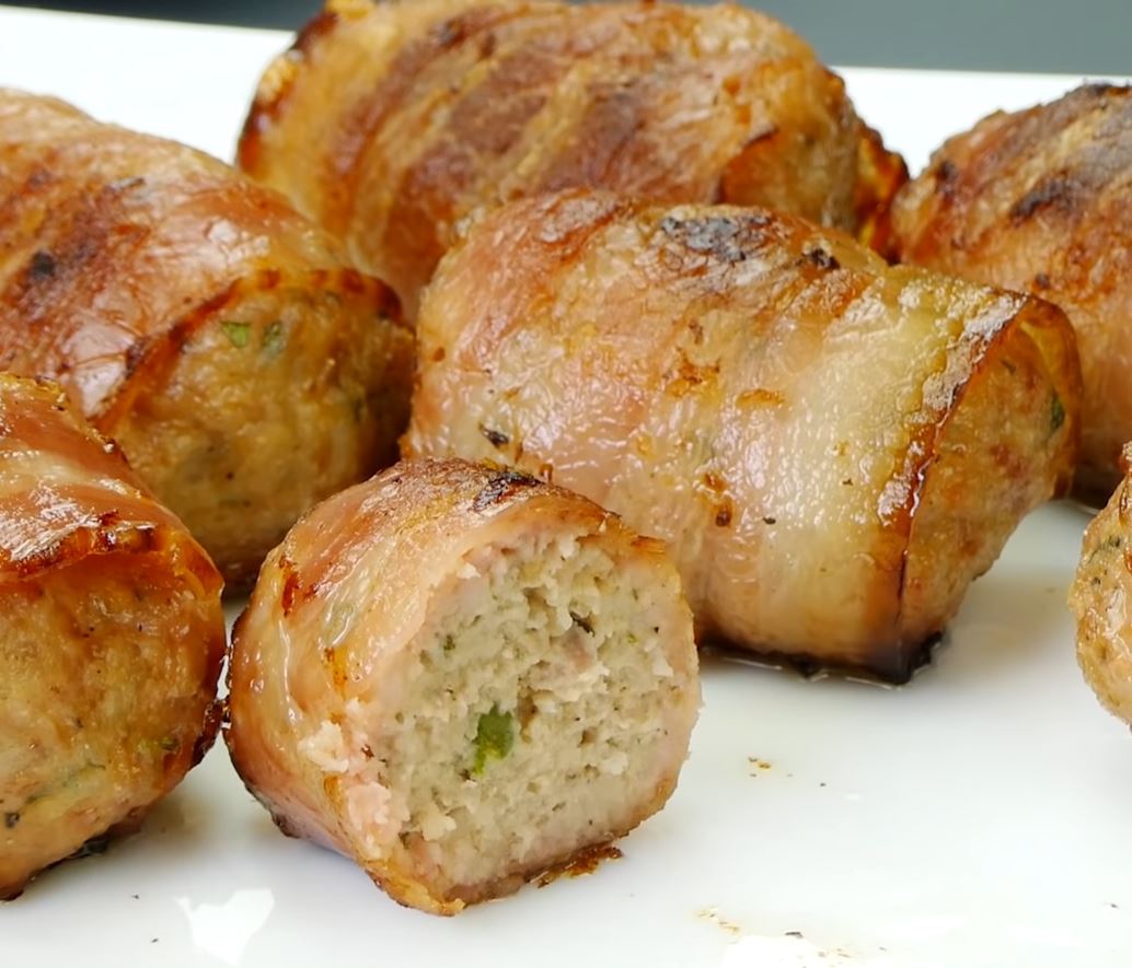 κεφτεδάκια τυλιχτα σε μπεικον3 κεφτεδάκια τυλιχτα σε μπεικον