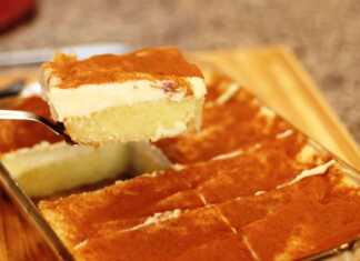 Παραδοσιακό γλυκό Πολίτικο Θεσσαλονίκης με βάση από σιμιγδάλι πλούσια στρώση λευκής κρέμας και άφθονη κανέλα στην κορυφή