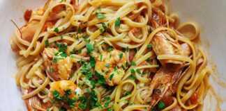 Γαριδομακαρανόδα με ταλιατέλες Γαριδομακαρονάδα