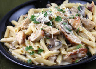 Πέννες Φούρνου με κοτόπουλο και μανιτάρια