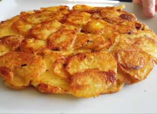 Tραγανή “ομελέτα” πατάτας χωρίς αυγά (Φριτάτα) Τραγανή Ομελέτα Πατάτας Χωρίς Αυγά, σερβιρισμένη σε πιάτο, με χρυσαφένια κρούστα.