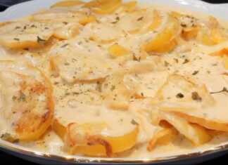 Πατάτες αλα κρεμ σε βαθύ τηγάνι, βελουτέ και κρεμώδεις, έτοιμες για σερβίρισμα.