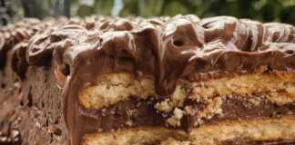 Κέικ με κρέμα σοκολάτας και μπισκότα