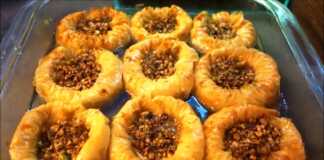 φωλίες με φύλλο κρουστας και καρύδι