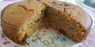 Κέικ βρώμης με τριμμένη καρύδα και τσιπ μαύρης σοκολάτας