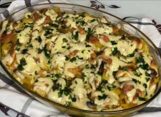 Κοτόπουλο με μανιτάρια και τυρί