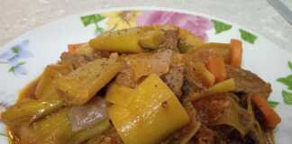 Μοσχαράκι με πρασα και καρότα