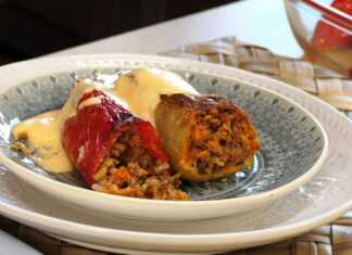 Ψημετες πιπεριές με κιμα και ρυζι