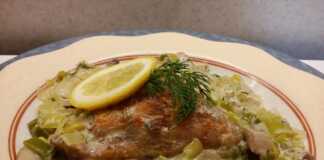 Κοτόπουλο με μανιτάρια και πράσα