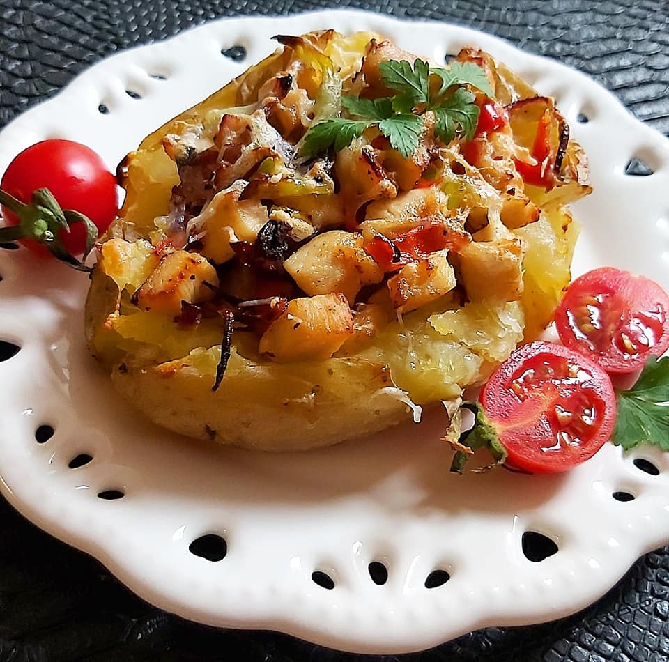 psitipatatakotopoulo Γεμιστή ψητή Πατάτα με κοτόπουλο