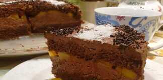 Κέικ Σοκολάτας με κομπόστα Ροδάκινο