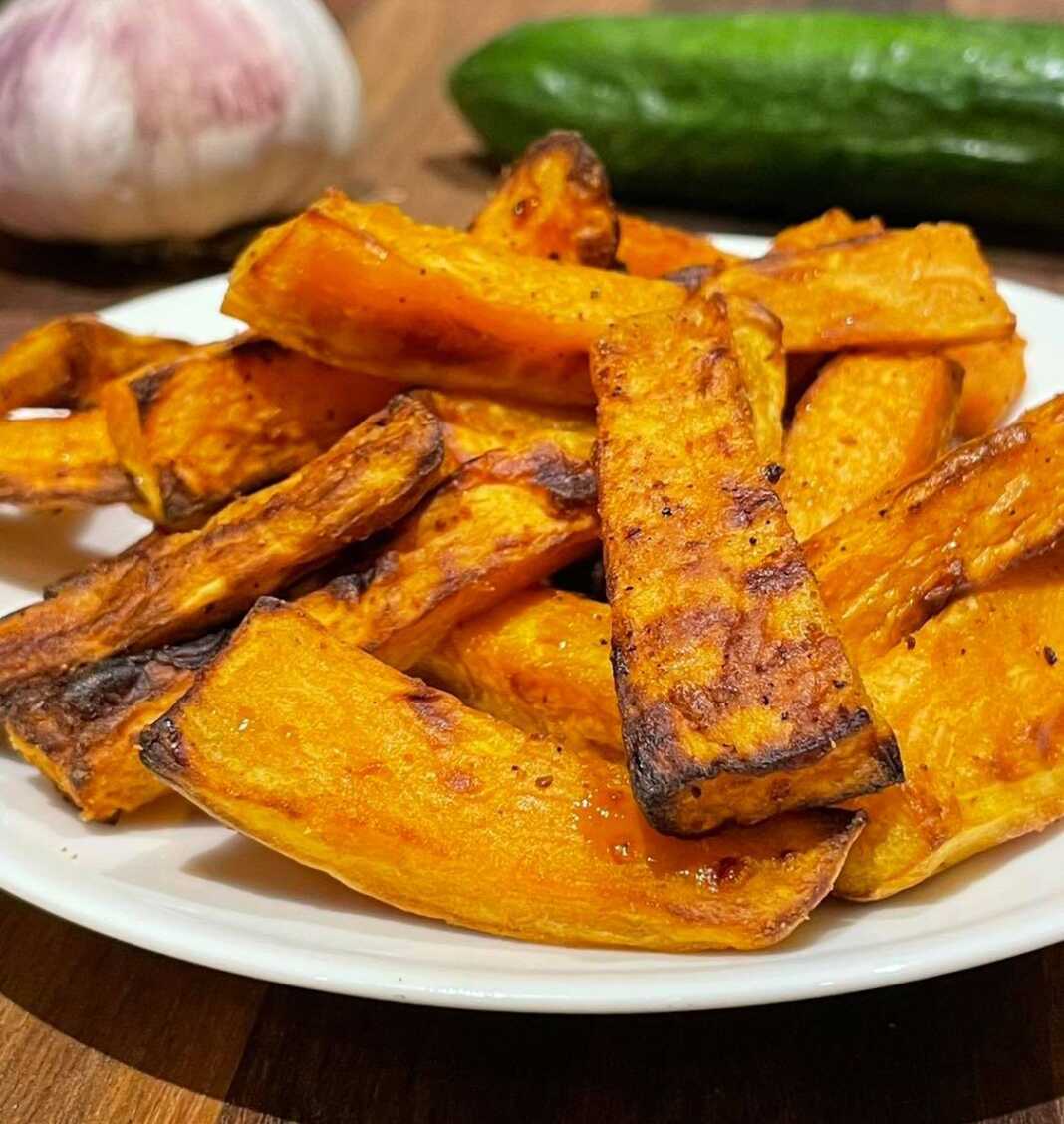 Γλυκοπατάτες με σκόρδο