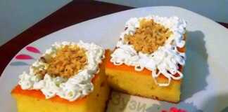 Ζουμερό Ραβανί με σαντιγί και καρύδια