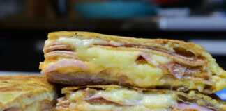 Τορτίγιες με ζαμπόν και τυρί στο τηγάνι