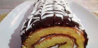 Ρολό με κρέμα μασκαρπόνε και γλάσο σοκολάτας