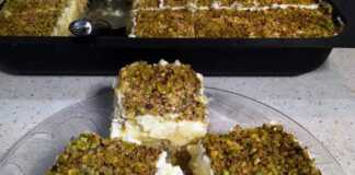 Παραδοσιακό Εκμέκ Κανταΐφι κομμένο σε μερίδες, με στρώσεις τραγανού κανταϊφιού, κρέμας και σαντιγί.