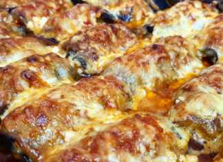 Μοσχάρι κοκκινιστό τυλιγμένο σε μελιτζάνα