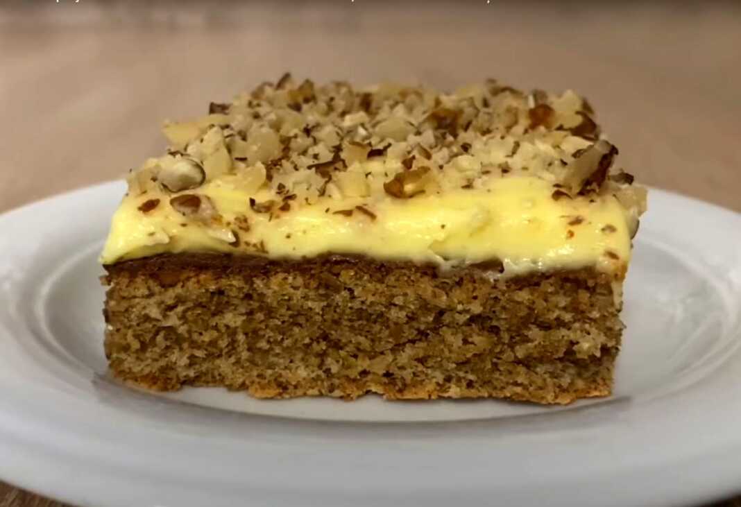 keikKaridiKrema Κέικ με πολλά καρύδια, κρέμα βανίλιας και σοκολάτα