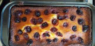 Κέικ Λεμονιού με κεράσια και αμυγδαλα