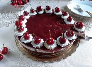 Cheesecake με ρικότα, τσιπ σοκολάτας και μαρμελάδα βύσσινου