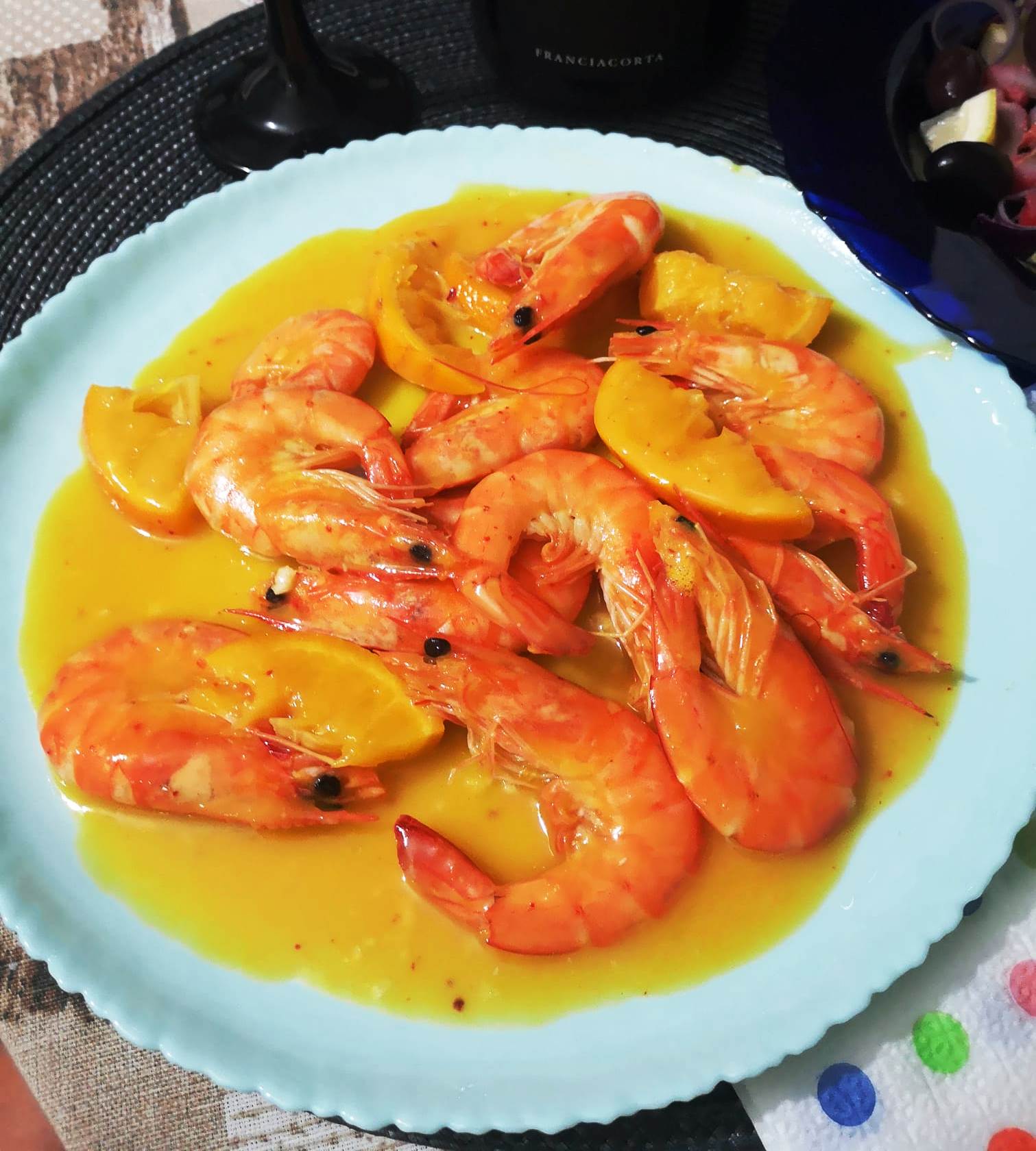 garidesPortokali Γαρίδες με χυμό πορτοκάλι και μουστάρδα